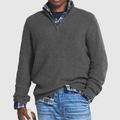 Men's ribbed quarter-zip sweater with mock neck and long sleeves