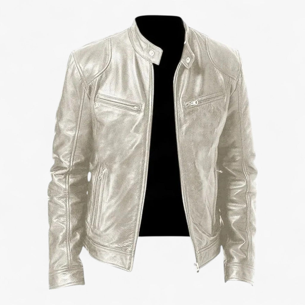 Men's Slim-Fit Moto Jacket with Zip Pockets