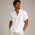Men's Short Sleeve Band Collar Popover Shirt