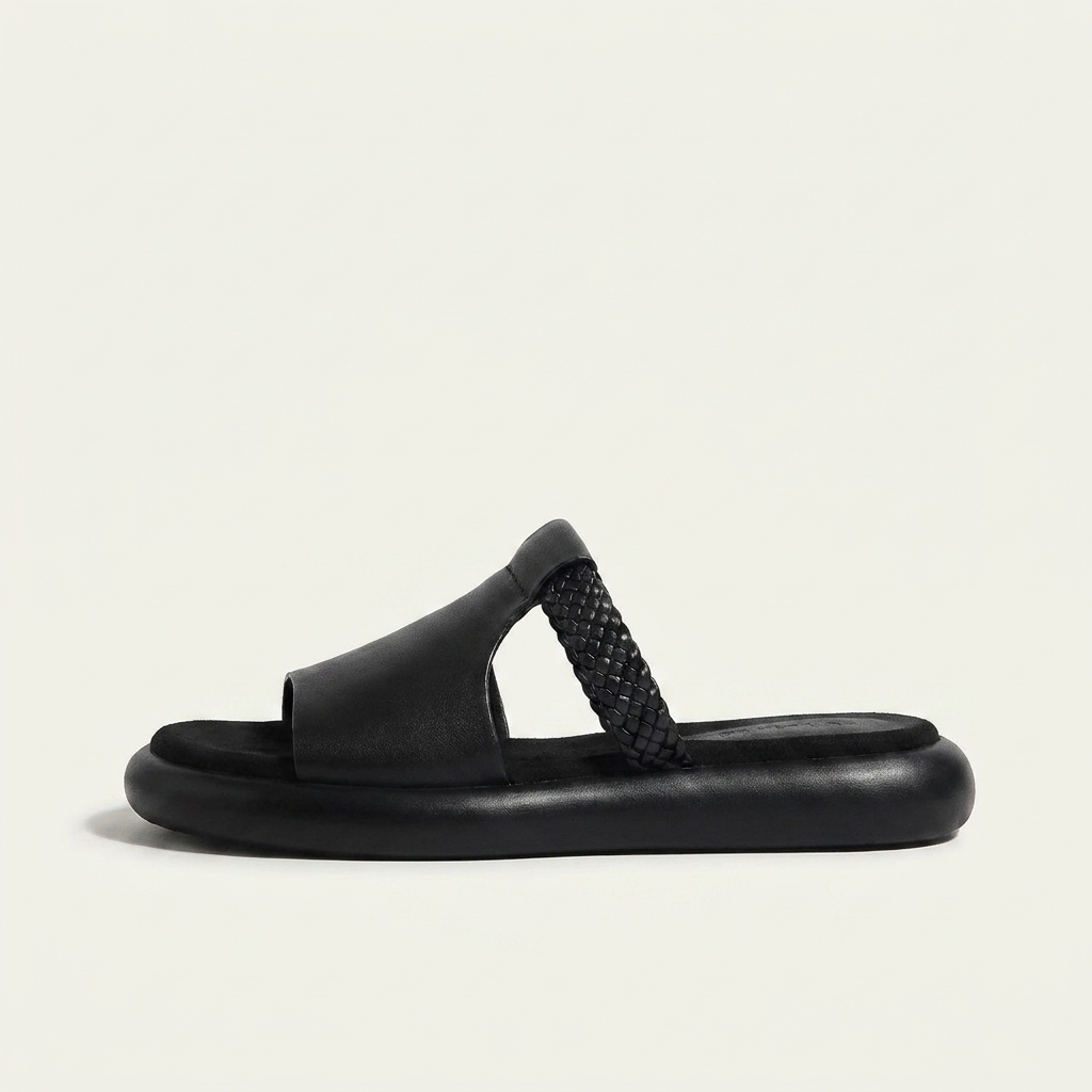 Women's Woven Strap Slide Sandals with Platform Sole