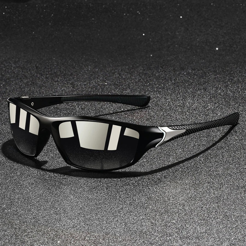 Men's Sport Wrap Polarized Sunglasses with Textured Arms