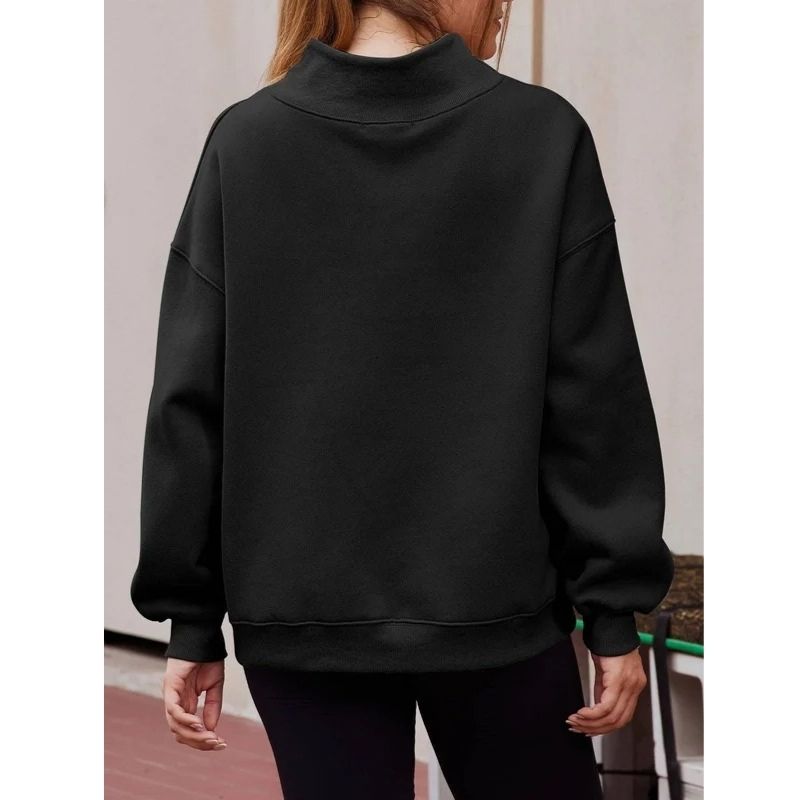 Women’s Oversized Mock Neck Fleece Sweatshirt