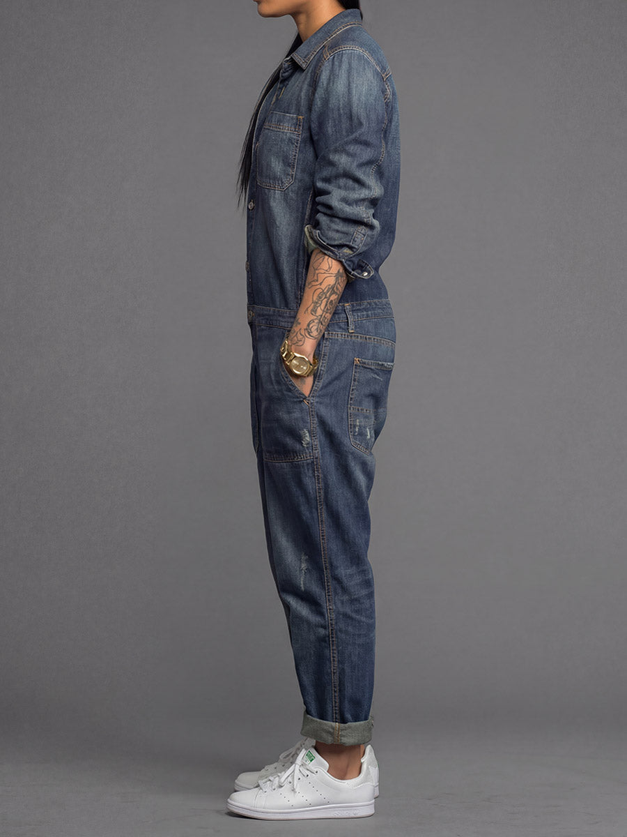 Women's Relaxed Denim Boiler Suit