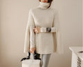 Women’s Chunky Rib Knit Turtleneck Cape Sweater