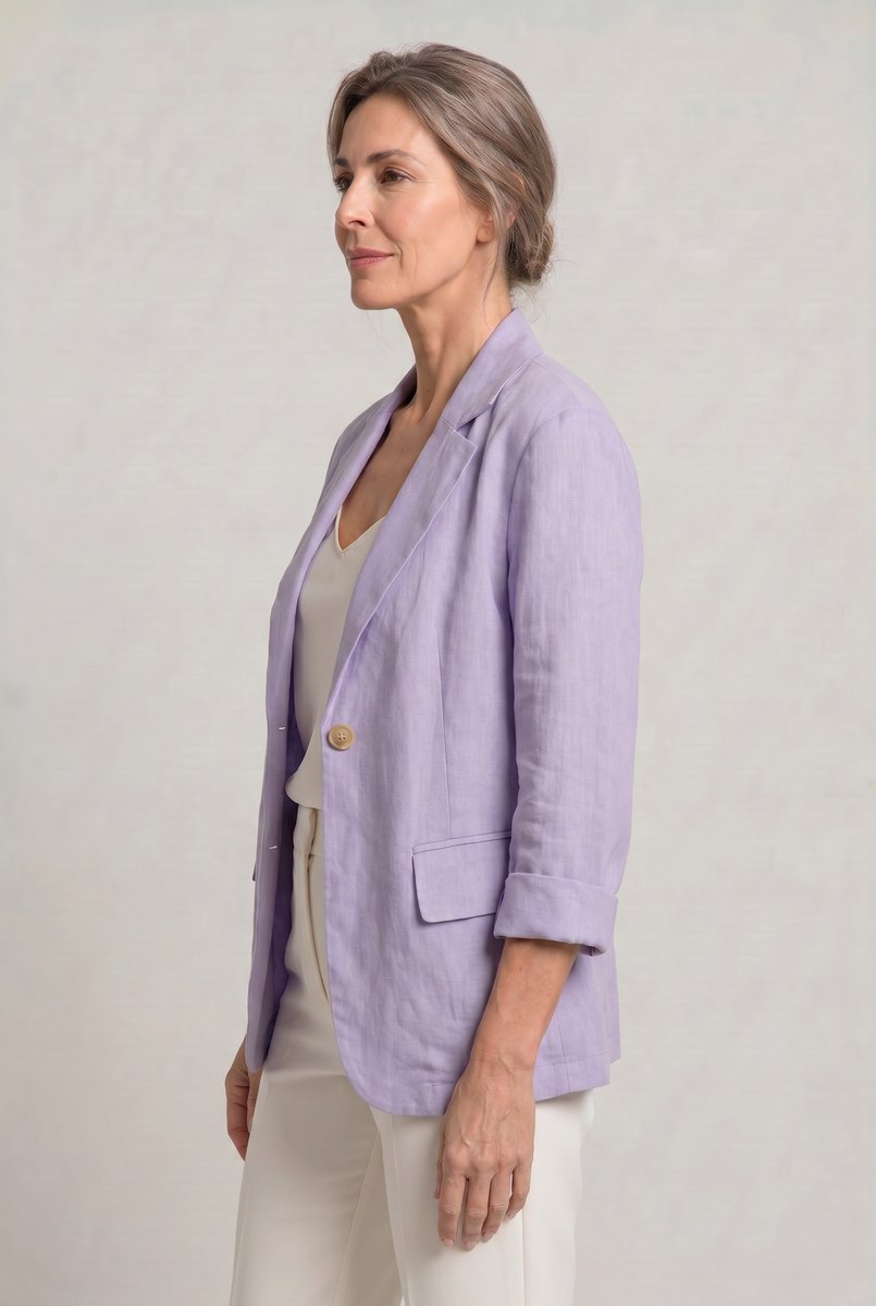 Women's Relaxed Single-Button Linen-Look Blazer