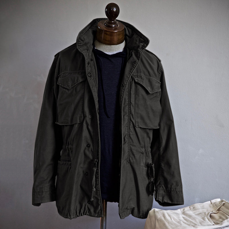 Men's Vintage-Style Field Jacket with Drawstring Waist