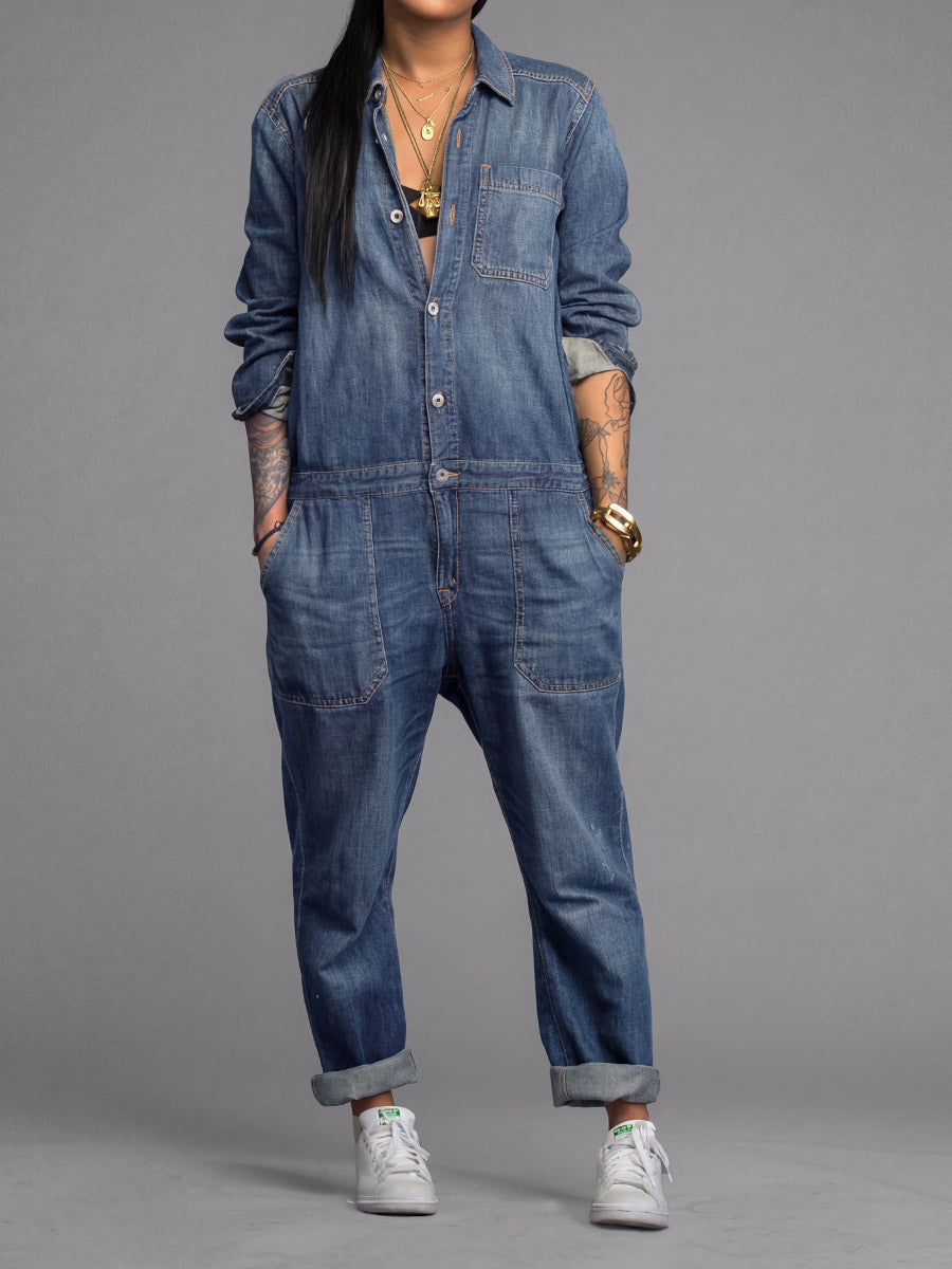 Women's Relaxed Denim Boiler Suit
