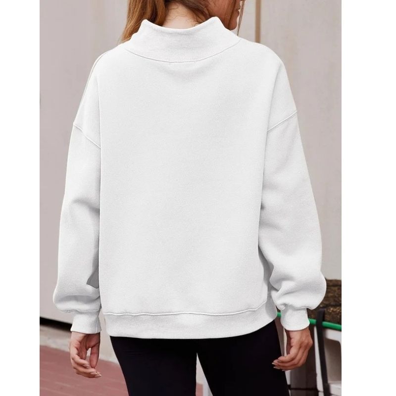 Women’s Oversized Mock Neck Fleece Sweatshirt