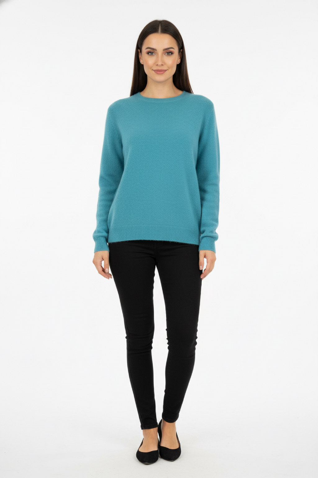 Women's Soft Knit Crew Neck Sweater with Ribbed Trim