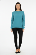 Women's Soft Knit Crew Neck Sweater with Ribbed Trim