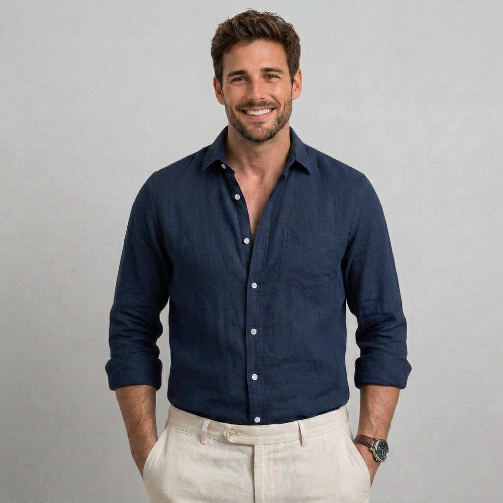 Men Linen Button Shirt