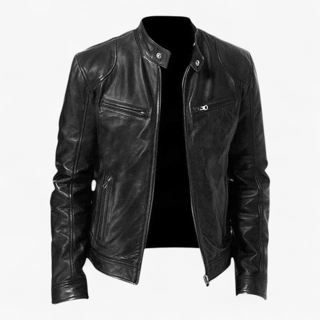 Men's Slim-Fit Moto Jacket with Zip Pockets