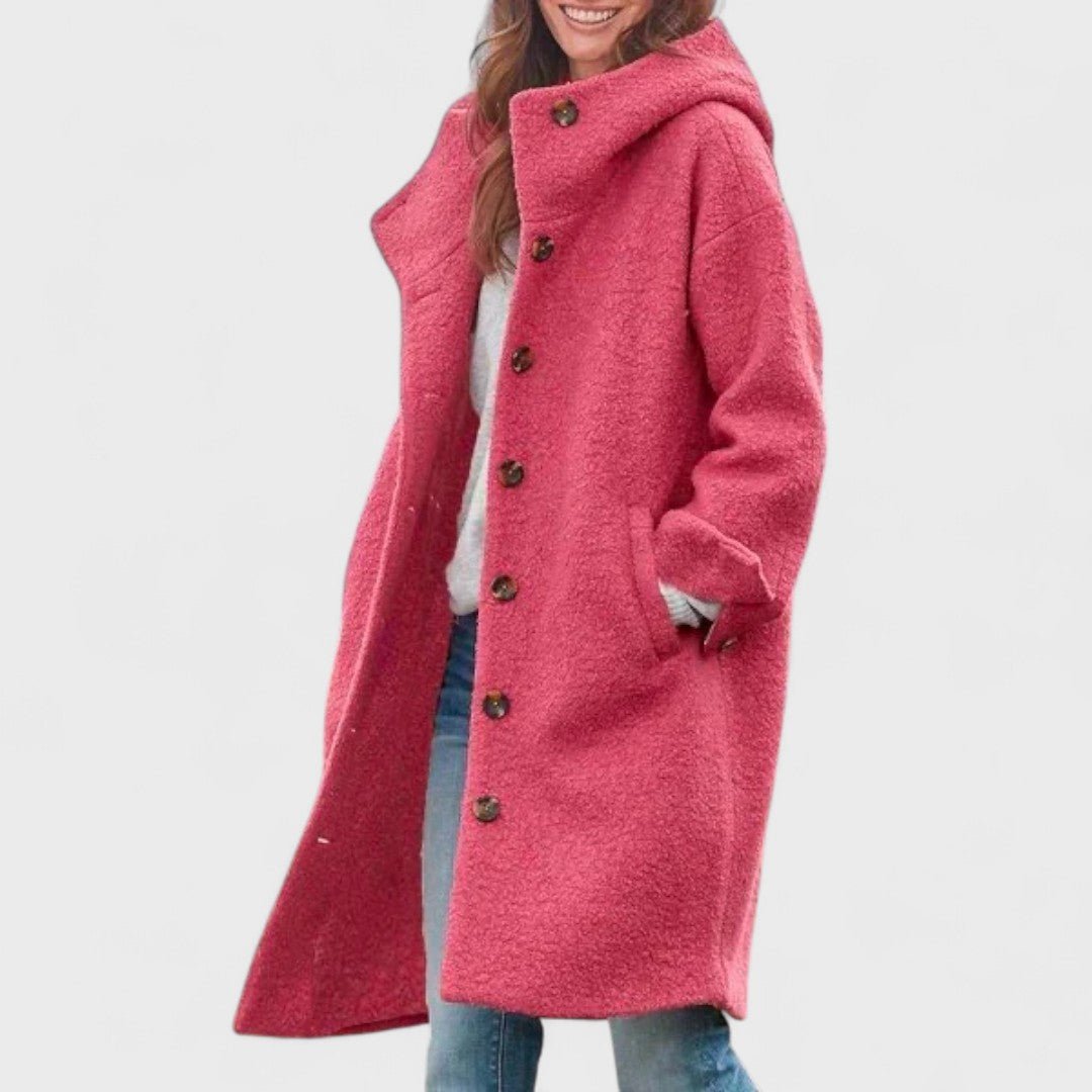 Women's Oversized Longline Button-Front Wool-Look Coat