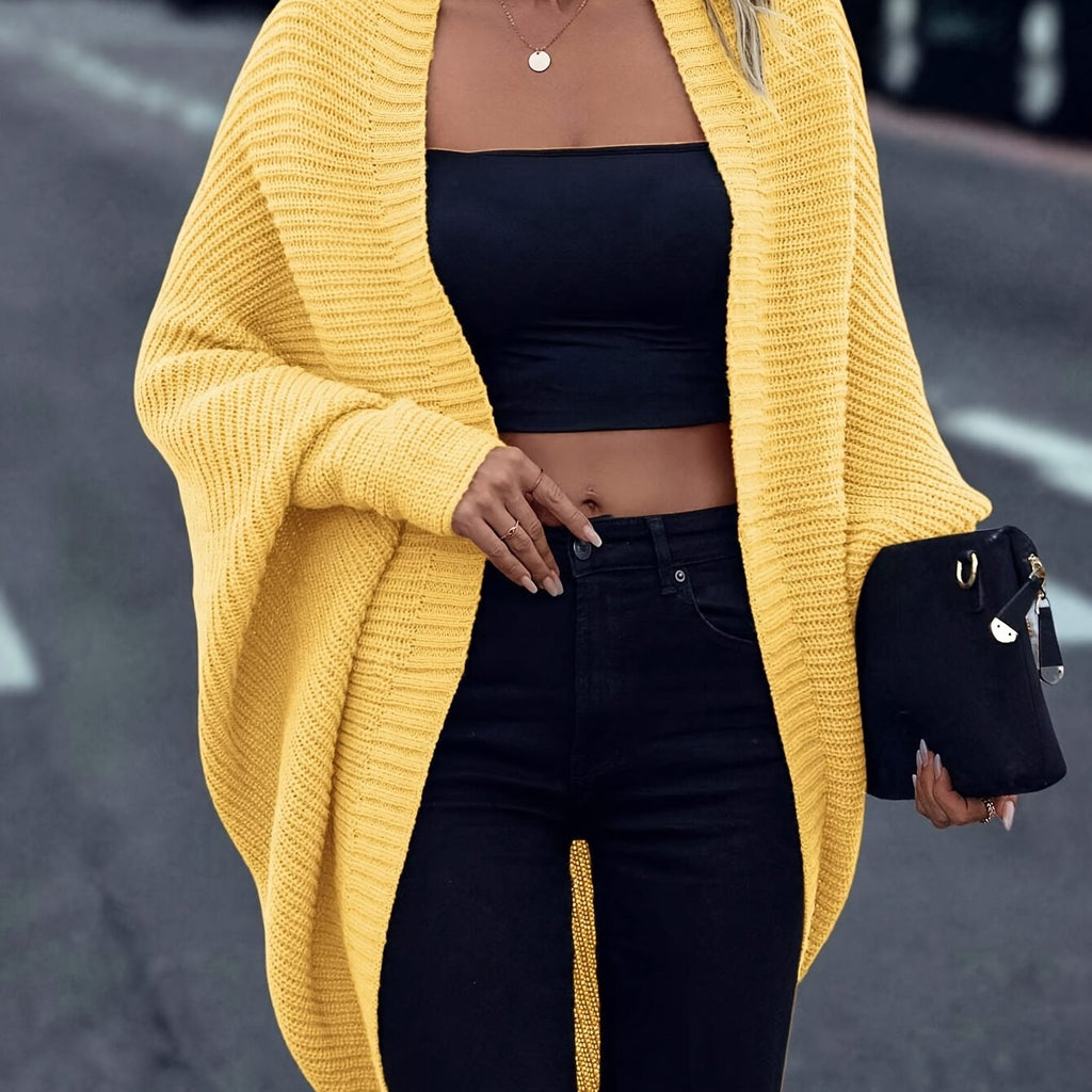 Women’s Ribbed Knit Cocoon Cardigan with Batwing Sleeves