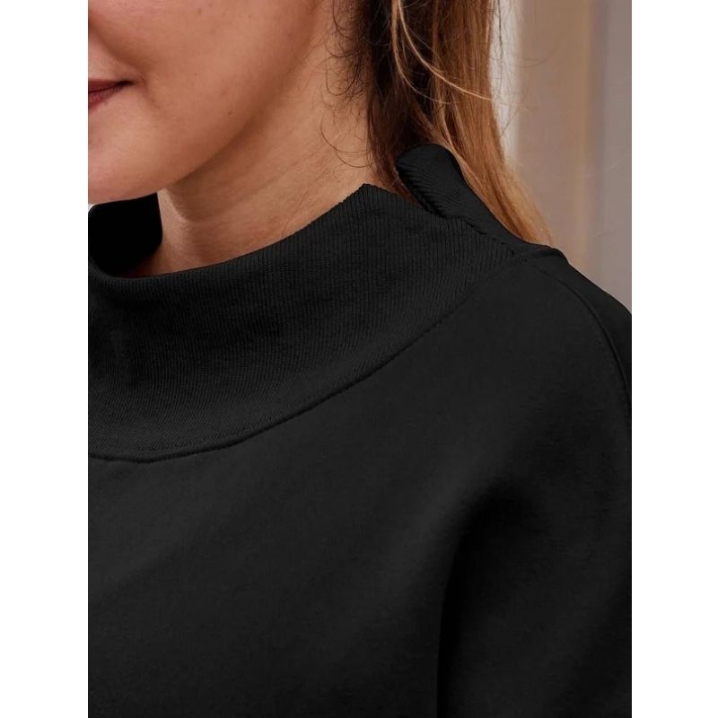 Women’s Oversized Mock Neck Fleece Sweatshirt