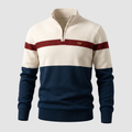Men’s Colour Block Quarter-Zip Knit Sweater with Stripe Detail