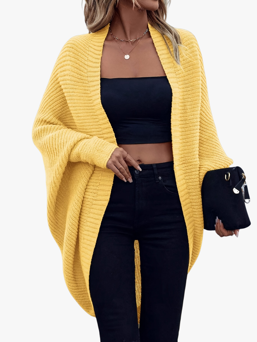 Women’s Ribbed Knit Cocoon Cardigan with Batwing Sleeves