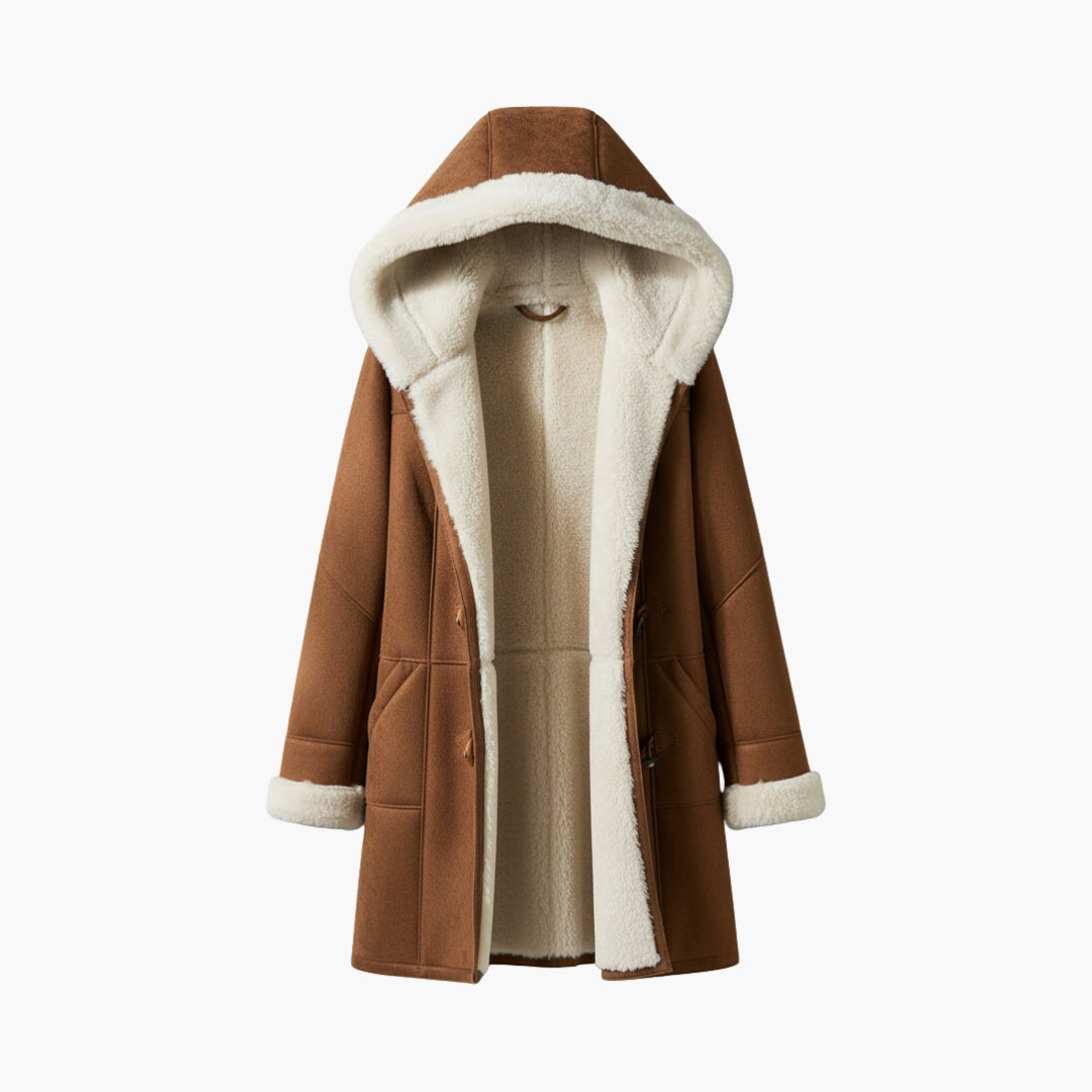 Women’s Hooded Faux Suede Toggle Coat