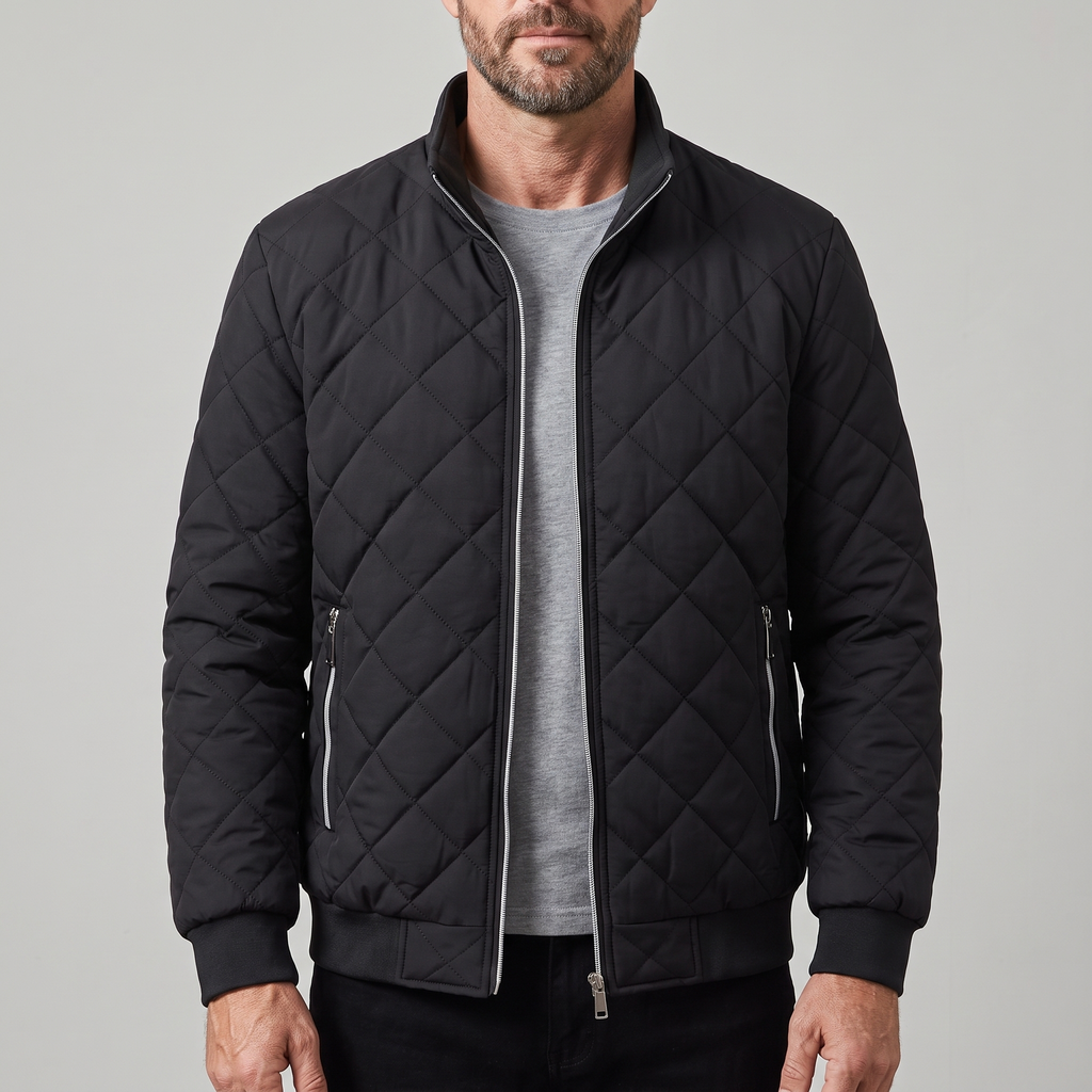 Men’s Diamond Quilted Bomber Jacket