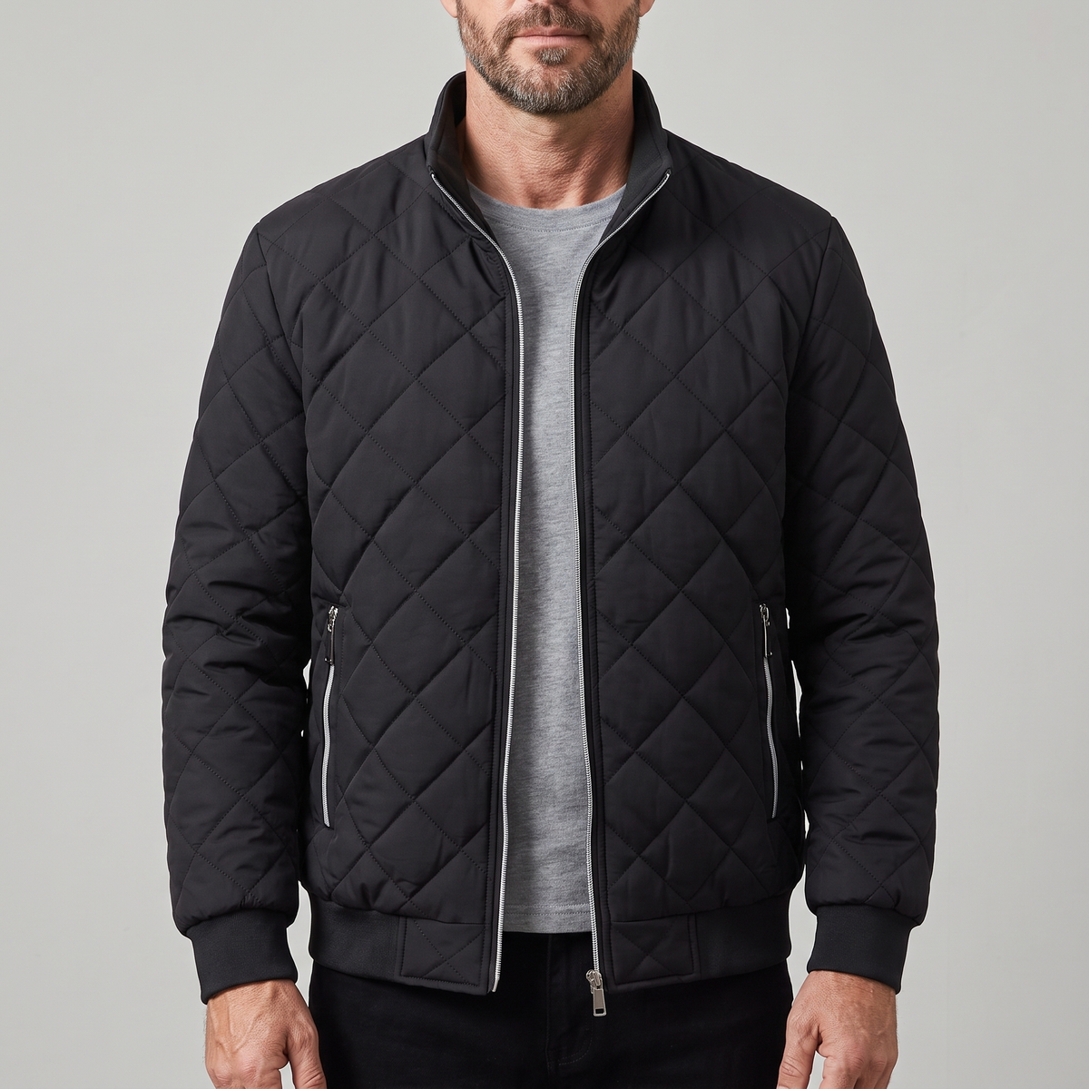 Men’s Diamond Quilted Bomber Jacket