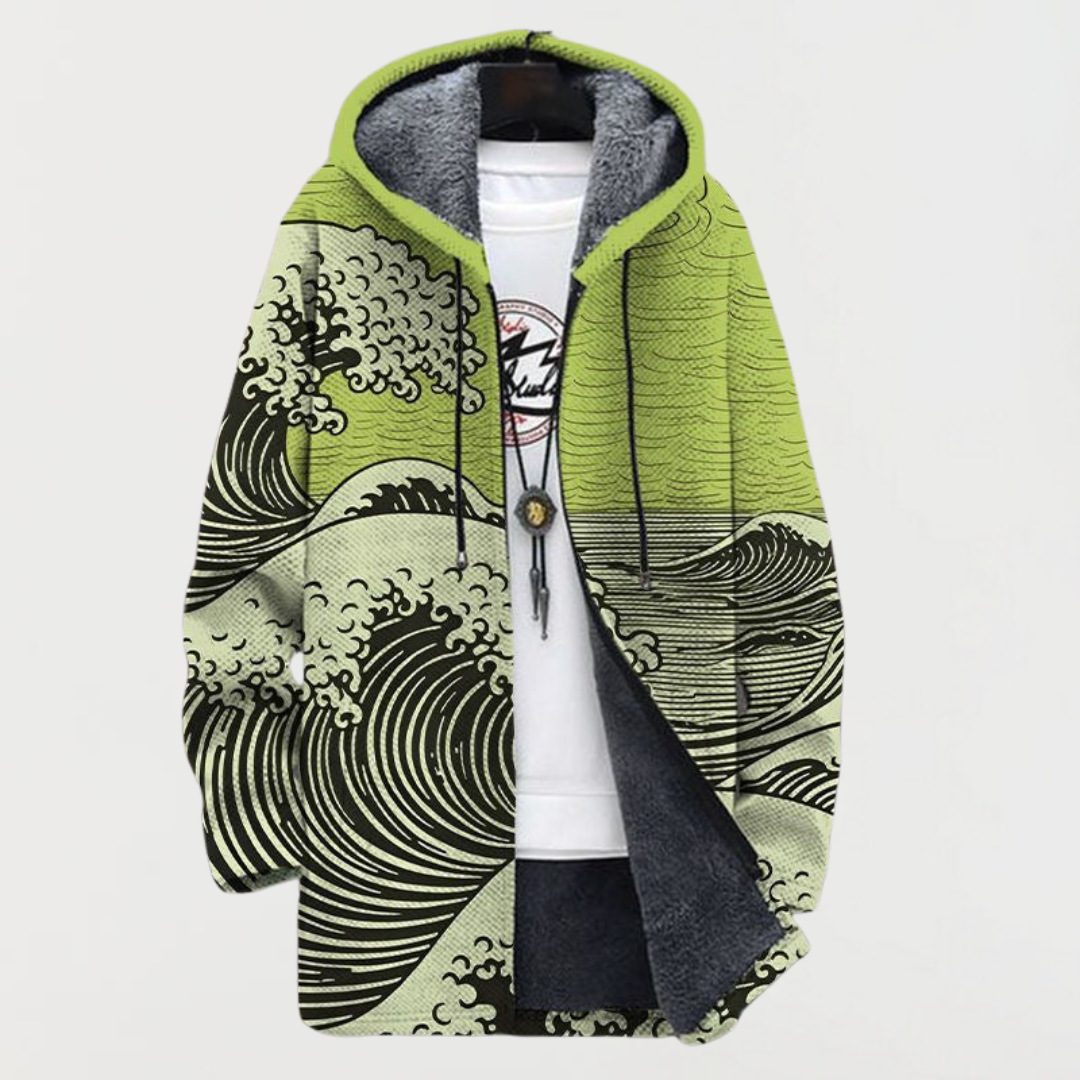 Men's Longline Zip-Up Hooded Cardigan Jacket