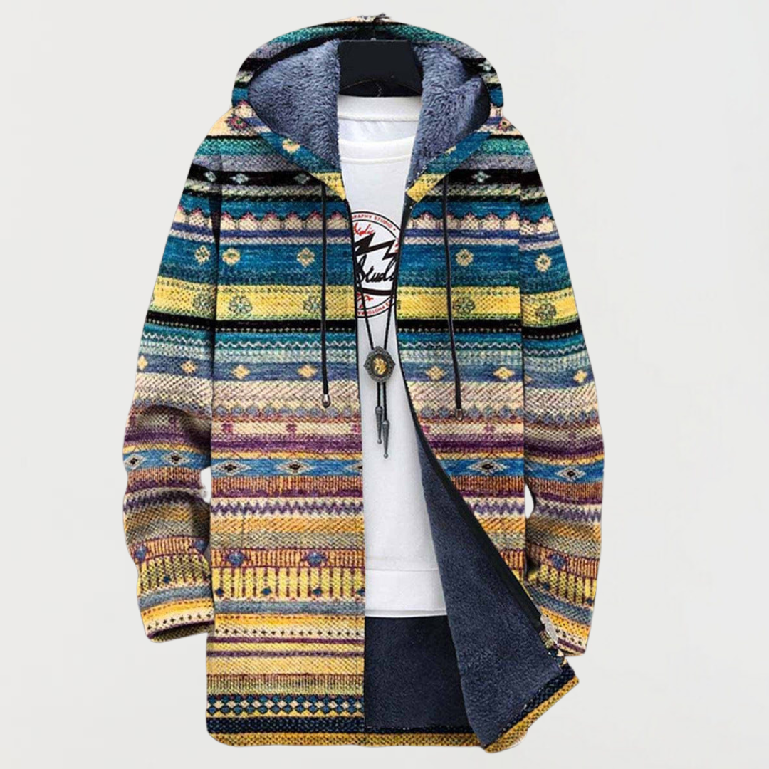 Men's Longline Zip-Up Hooded Cardigan Jacket