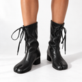 Women’s Split-Toe Mid-Calf Boots with Tie Detail