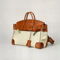 Women’s Two-Tone Canvas Travel Tote with Lock Detail
