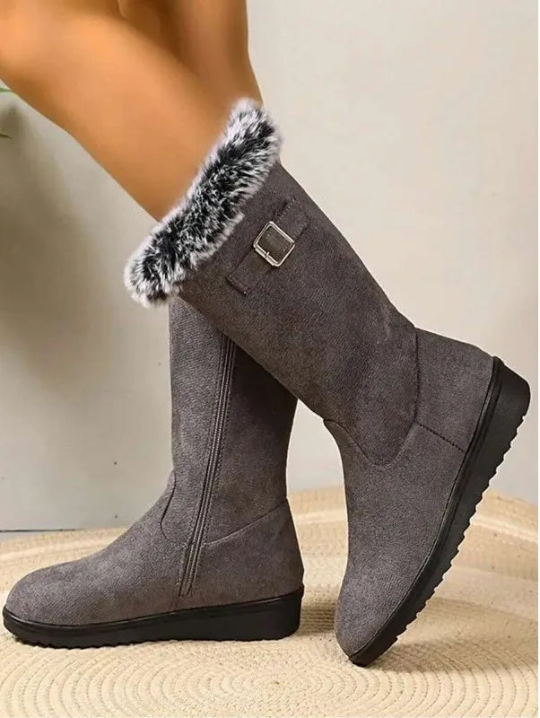Women’s Faux Fur Trim Mid-Calf Winter Boots