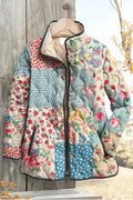 Women's Patchwork Floral Quilted Snap-Front Jacket