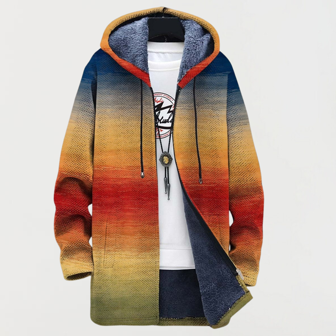 Men's Longline Zip-Up Hooded Cardigan Jacket