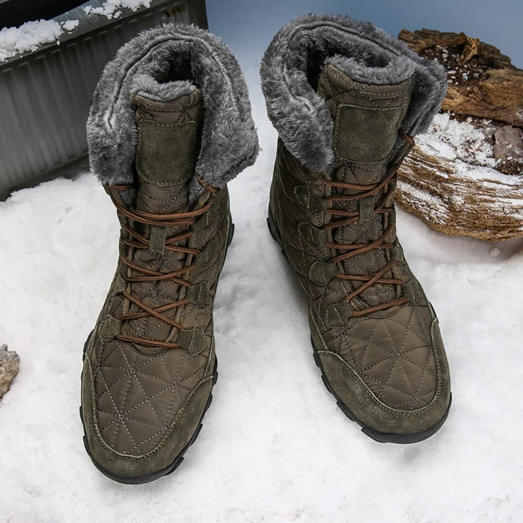 Men’s Quilted Faux Fur Lined Lace-Up Boots