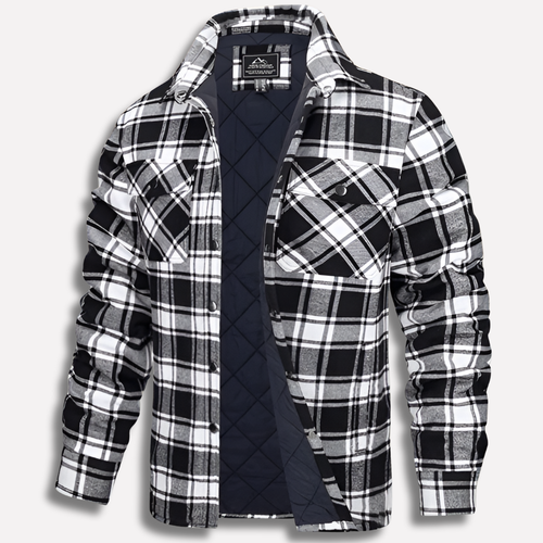 Men's Quilted Lined Plaid Flannel Shirt Jacket