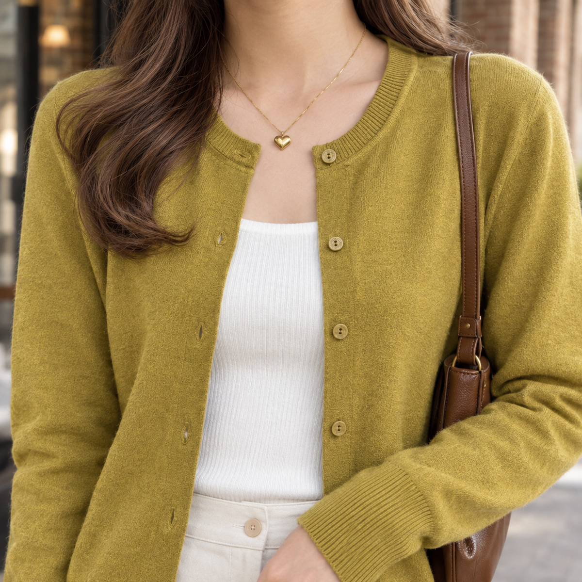 Women’s Fine Knit Crew Neck Button Cardigan