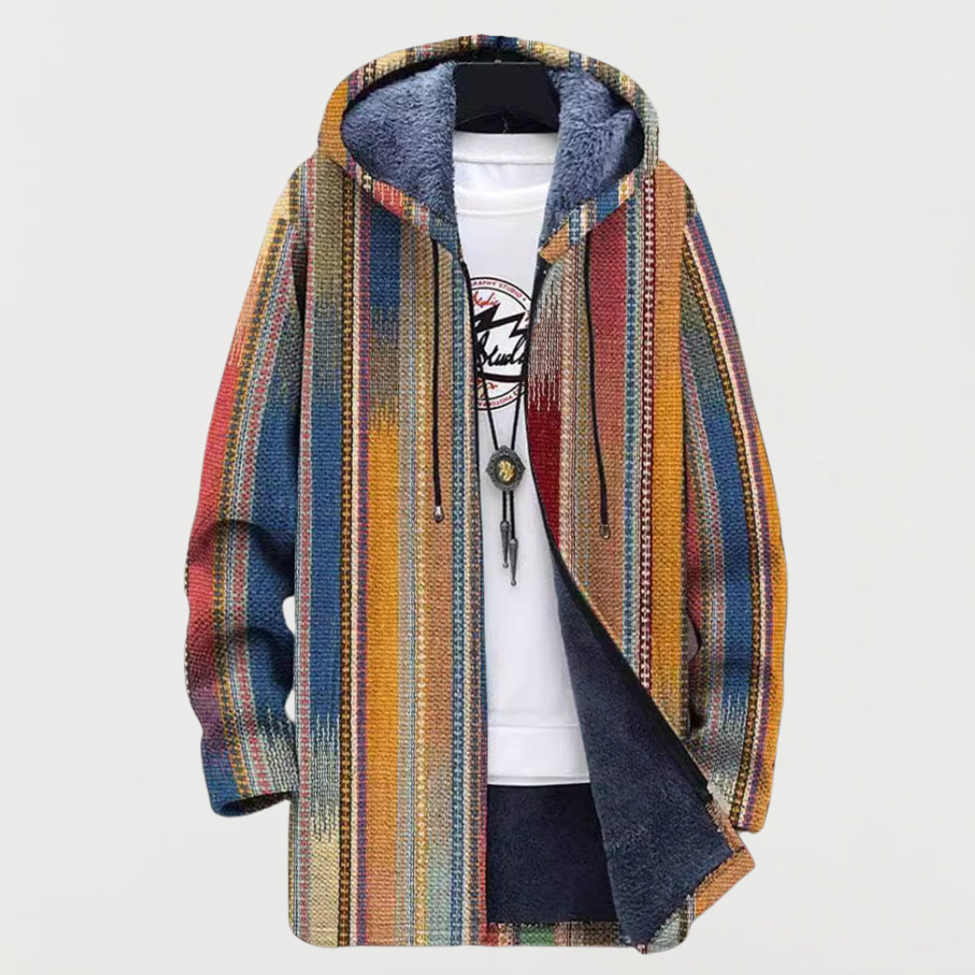 Men's Longline Zip-Up Hooded Cardigan Jacket