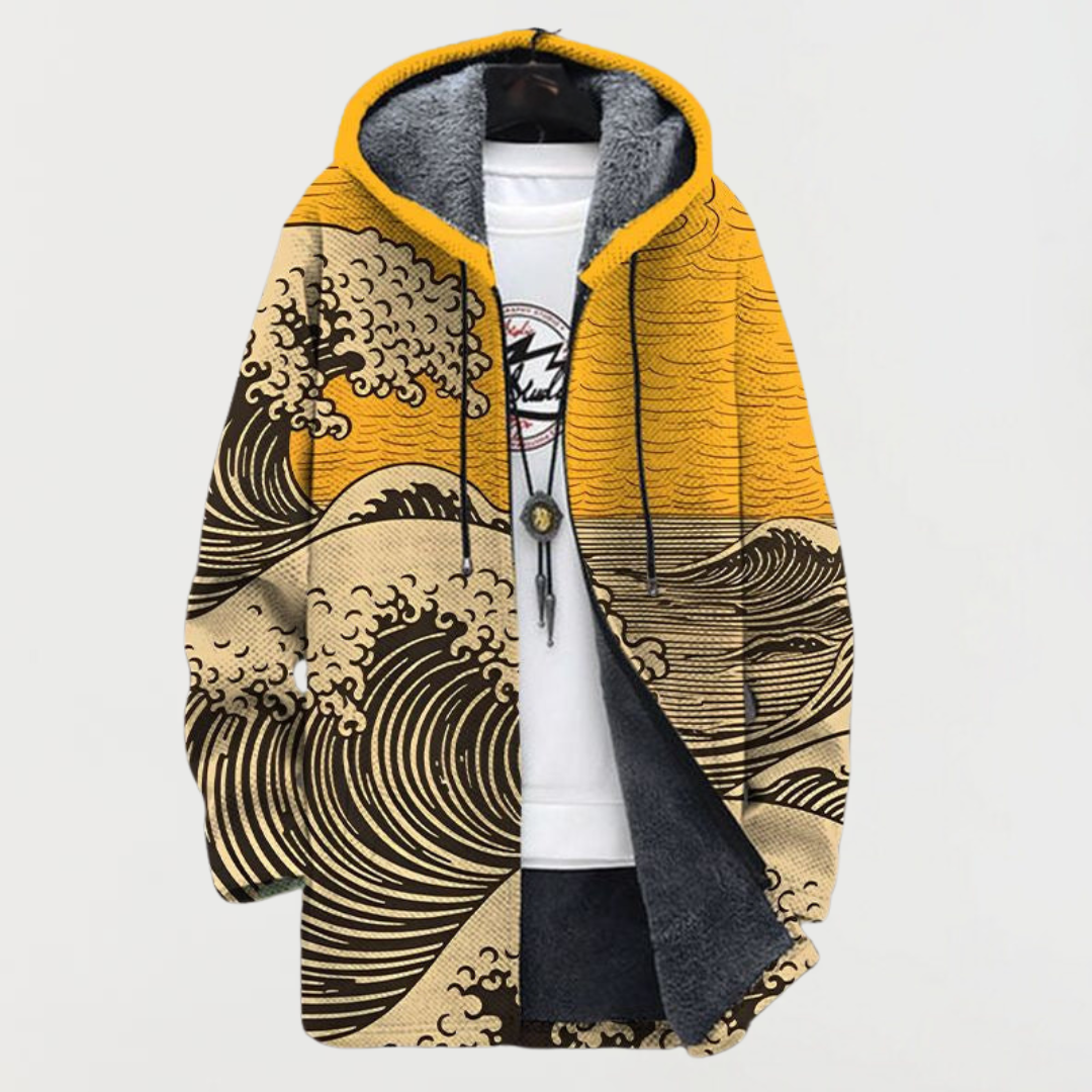 Men's Longline Zip-Up Hooded Cardigan Jacket