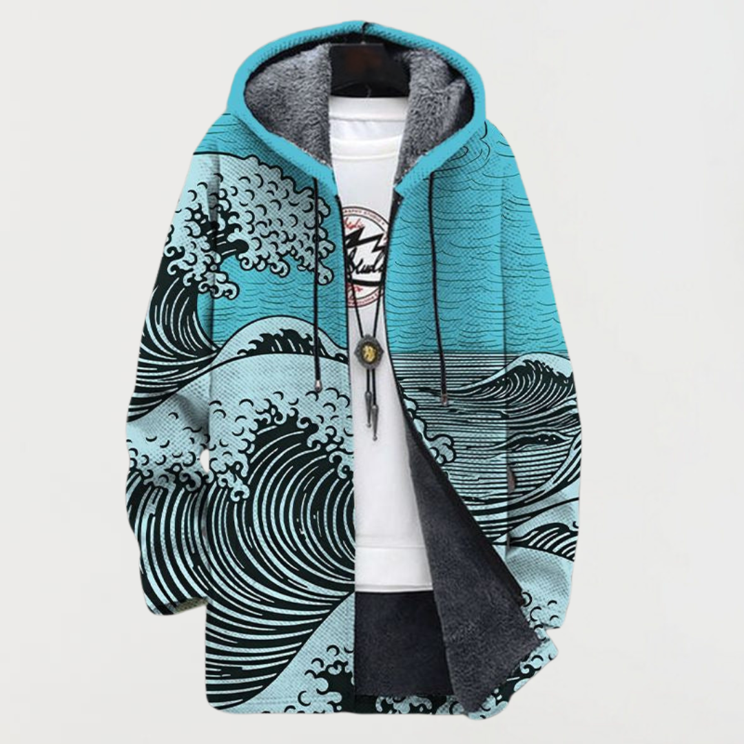 Men's Longline Zip-Up Hooded Cardigan Jacket