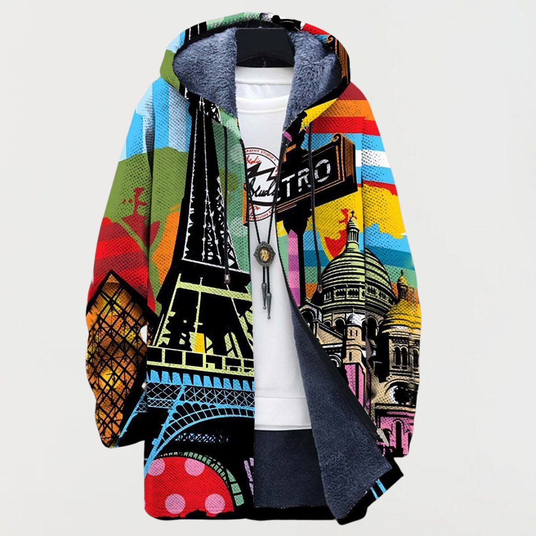 Men's Longline Zip-Up Hooded Cardigan Jacket