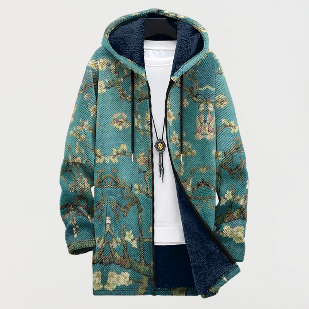 Men's Longline Zip-Up Hooded Cardigan Jacket