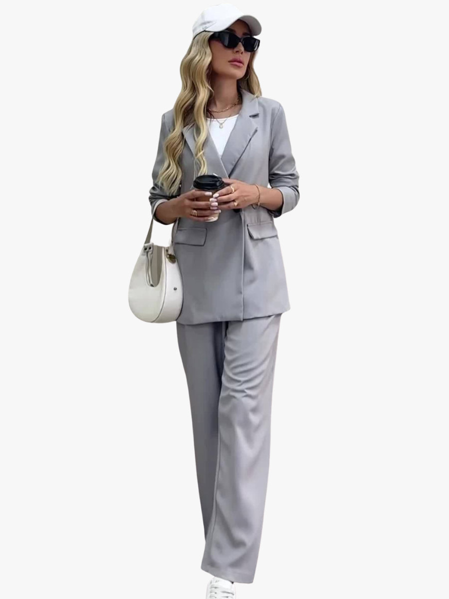 Women's Tailored Blazer and Wide-Leg Trouser Set