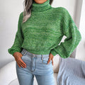 Women’s Cropped Marled Knit Turtleneck Sweater