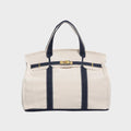 Women’s Canvas Top Handle Tote with Turn-Lock Strap